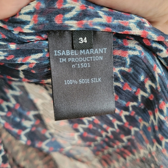 Isabel Marant Geometric Patterned Bohemian Silk Blouse - Picture 6 of 12
